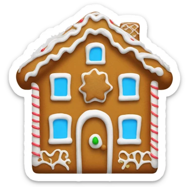 Plain gingerbread house front facing with only white frosting sticker