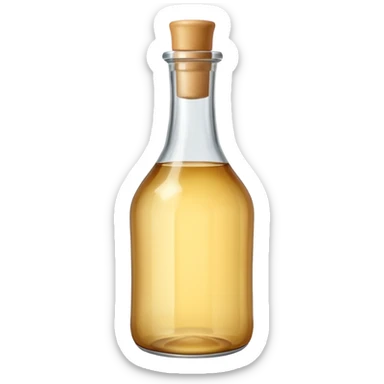 clear vinegar bottle with subtle golden tint. sticker