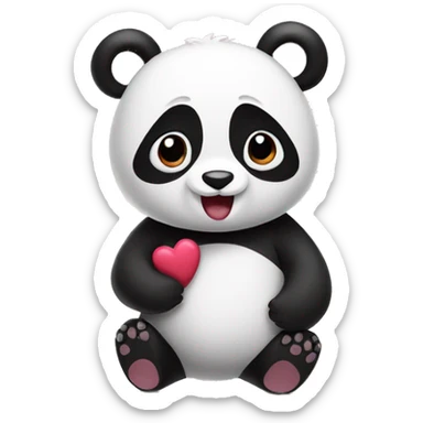 panda with hearts sticker
