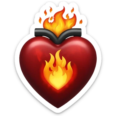 Black Heart on fire sticker