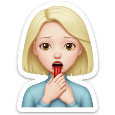 A girl choking herself sticker