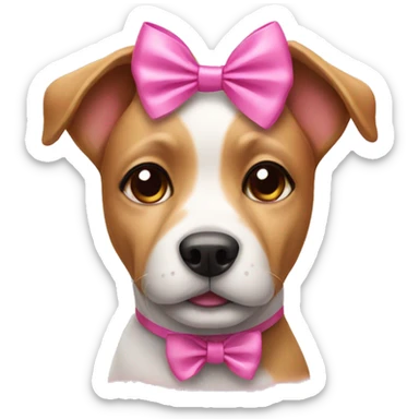 Dog with pink bow sticker