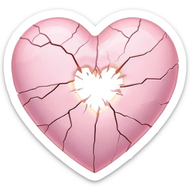 cracked pastel pink heart with light coming from inside sticker