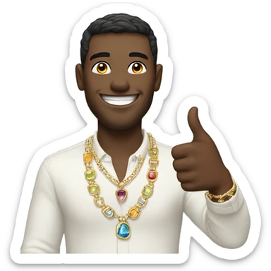 male portrait with jewelry giving thumbs up with smile  sticker