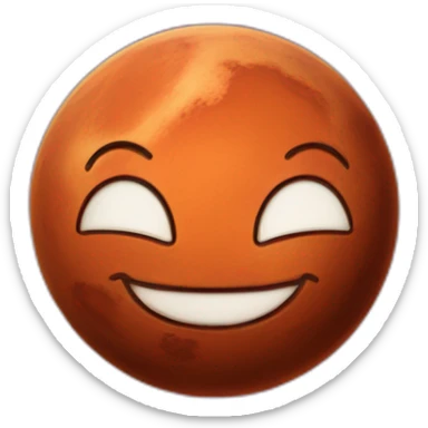 planet Mars with a cartoon smiling cat face with smiling eyes sticker