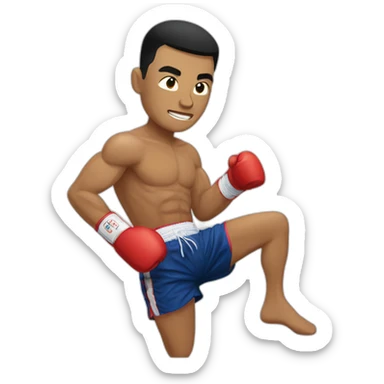 A Muay Thai Boxer strinking with his knee sticker