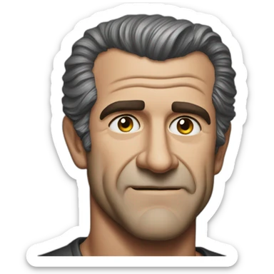 Mel Gibson portrait without smile sticker