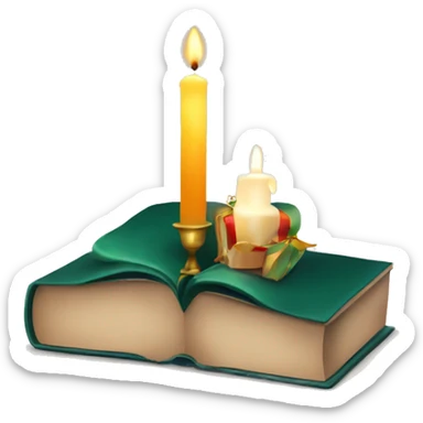 christmas candle and book sticker