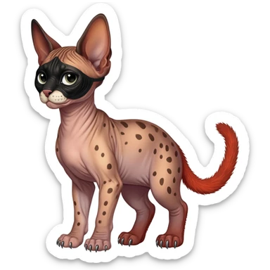 Caracal-Sphynx-Red-Panda-fusion-hybrid-animal-creature, full body sticker