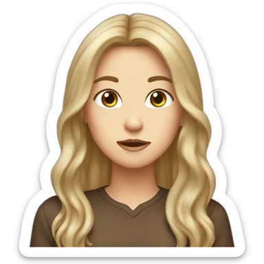 Brown long hair, white girl angr sticker