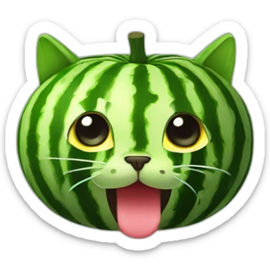 cat watermelon hybrid sticker