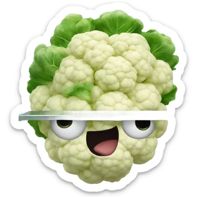 cauliflower looks into the mirror with big eyes sticker