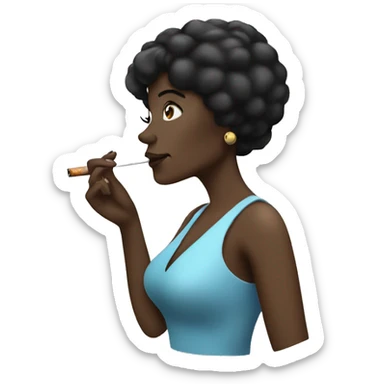 black haired woman smoking a cigarette  sticker