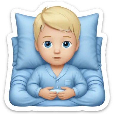 Blond blue eyes baby boy with pajamas on sticker