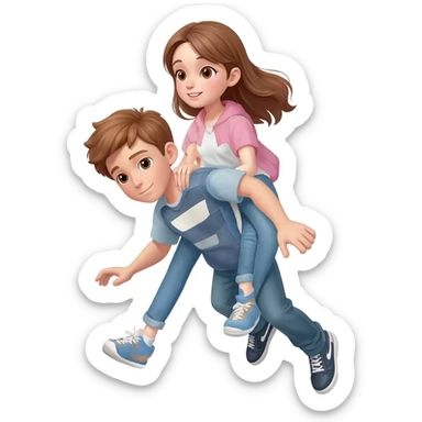 Girl riding boy sticker