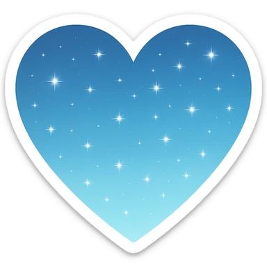 Modify the heart with a night sky gradient to light blue night theme with a light blue gradient, more stars, and a soft glow. Remove the background entirely  sticker