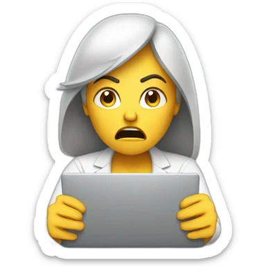Angry woman sending an email sticker