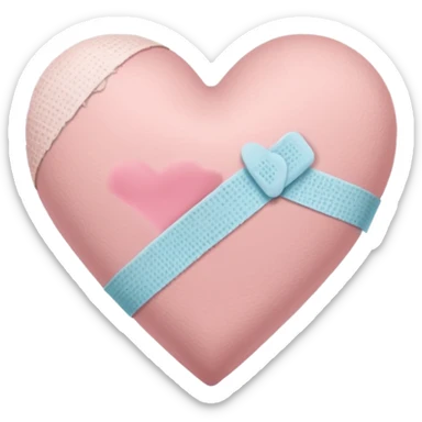 A minimalist pastel illustration of a heart with a small bandage, inspired by the ❤️‍🩹 emoji. Soft pastel colors — dusty pink sticker