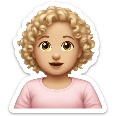 6 months baby girl with curly hair and fair skinned sticker