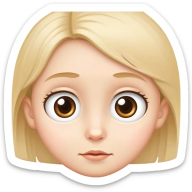 a child's face with big, bright eyes, simple and friendly sticker