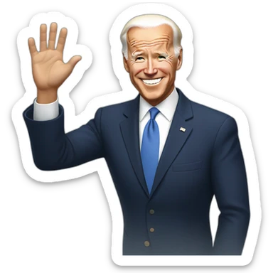 Biden waves his hand sticker