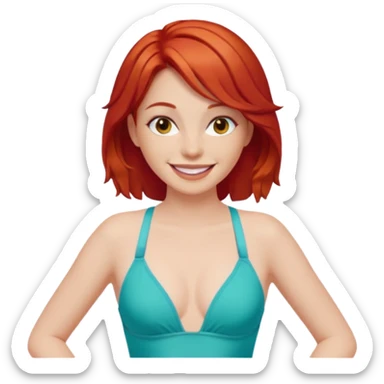 woman in bathing suits with red hair sticker