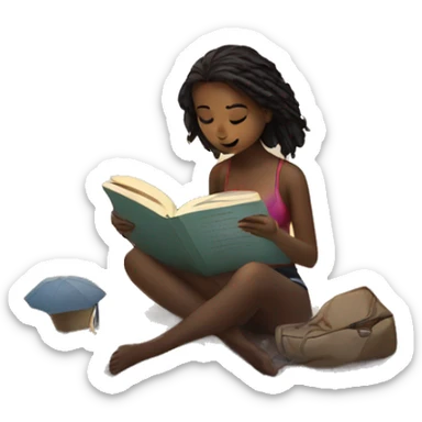 Girl reading on beach during winter  sticker