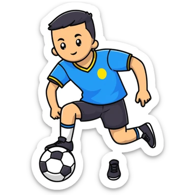 Ukrainian young man in a white embroidered shirt playing sports sticker