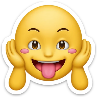 Emoji with tongue stuck out and arms on both sides of face sticker