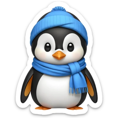 penguin with blue scarf  sticker