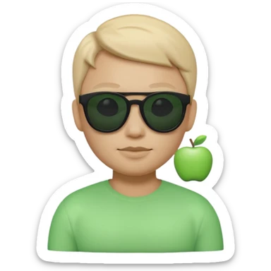 Clean 3D memoji emoji, smooth Apple emoji style, black sunglasses, calm expression, Matrix movie aesthetic, faint green code glow, minimalist, dark cinematic background, high resolution. sticker
