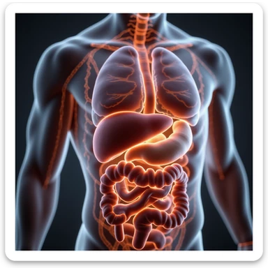 hyperrealistic anatomical 4K illustration of fatty acid transport in the human body, focusing on mitochondria, carnitine, and molecular details sticker