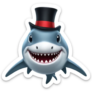 Shark with a top hat sticker