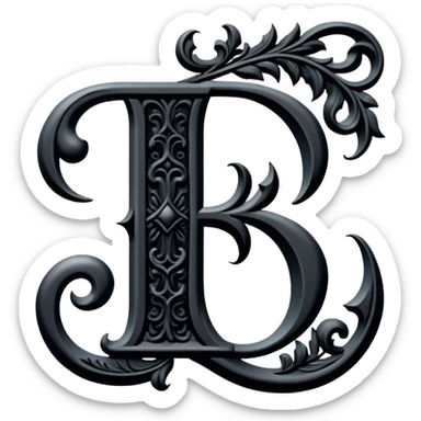 Black gothic Victorian , letter “F” eff F f F f of the alphabet sticker