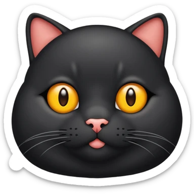 Un gato negro gordito con los ojos de color amarillos sentado sticker