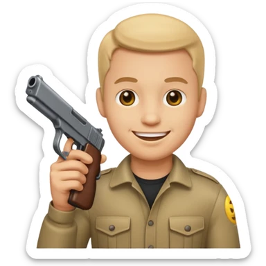 Smiling emoji guy with gun sticker