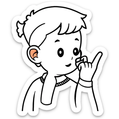 Person pointing to ear, deaf individual sticker