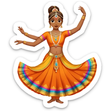 person performing Indian classical dance, colorful costume sticker