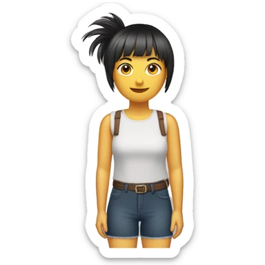 chica castaña con flequillo sticker