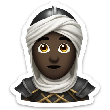 Black knight with Arabic features wearing turban very scared sticker
