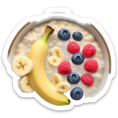 Porridge bowl with banana slices and blueberries and raspberries sticker
