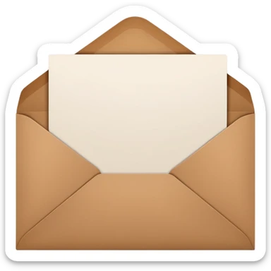 blank greeting card open with brown envelope next to it sticker