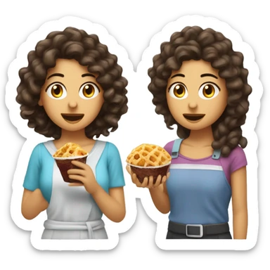 Maya Aissaoui brune arabe cheveux longs bouclés en train de manger une glace  sticker