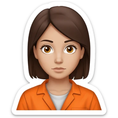 female prisoner in orange jumpsuit mugshot brunette sticker