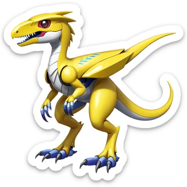 Shiny Futuristic Fakemon-Pokemon-Digimon-Spectrobes-Raptor-fusion, full body sticker