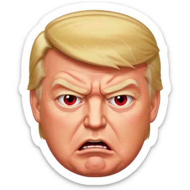 Donald Trump is furious. Red with anger. photorealistic sticker