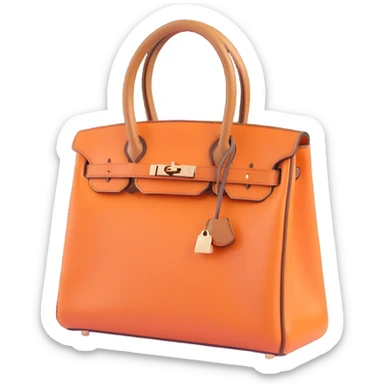 single dice, 3D, brown camel leather texture, Hermès orange edge piping, luxury style, no text sticker