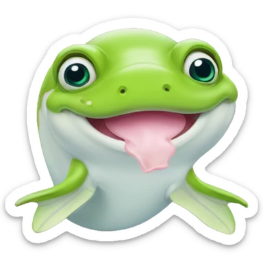 Pink beluga whale with the face of a frog sticker