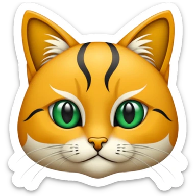 Bir siyah renkli kedi gözleri yeşil ve oturuyor sticker