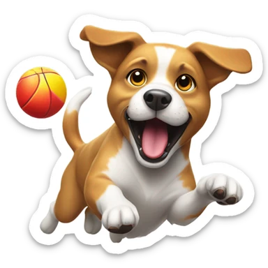 dog playing ball sticker